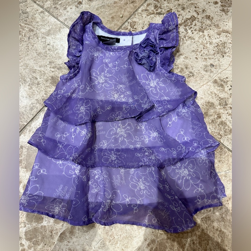 Calvin Klein Purple Ruffled Dress Size 2T